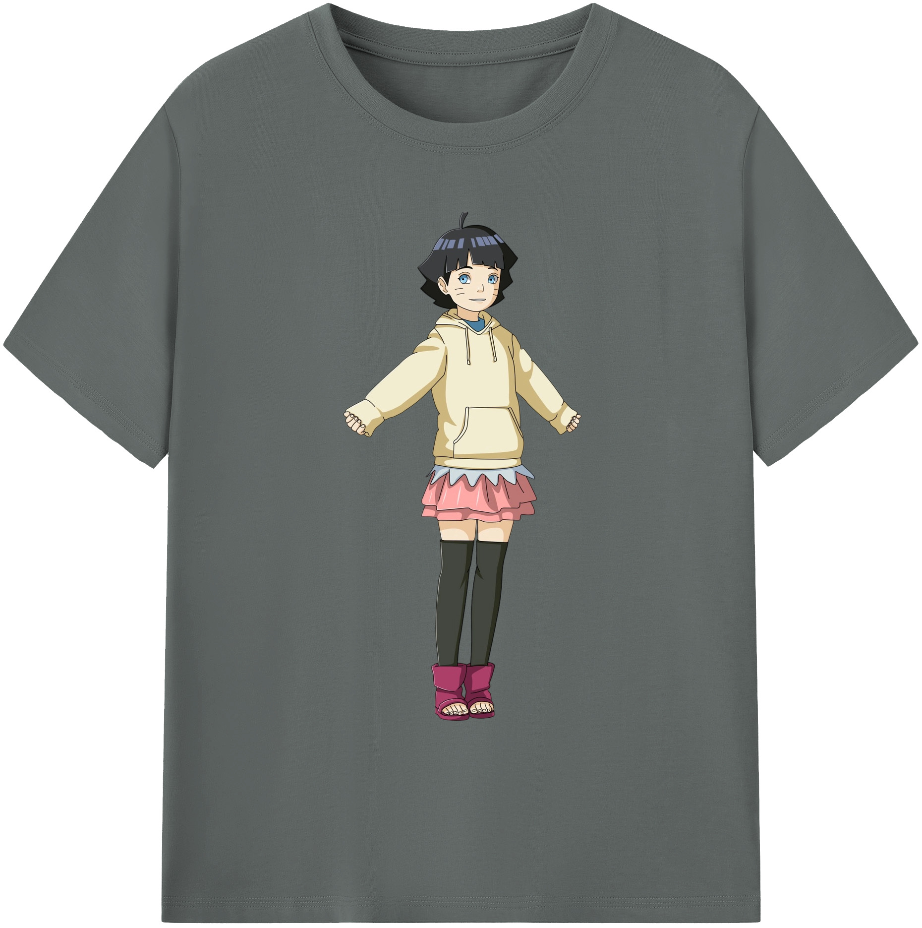（画像用） NARUTO -ナルト- うずまき ヒマワリ Uzumaki Himawari 綿100％ メンズ半袖Tシャツ｜肌触りやわらか＆通気性